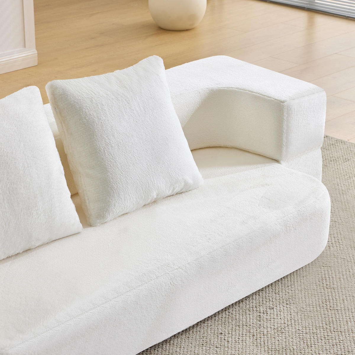 2-SITZER SCHLAFSOFA Stoff Cremeweiß klappbar mit Kissen - Weiß, Textil (190/48/104cm) - WISHDOR