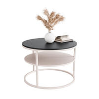 COUCHTISCH CIRI MATT KASCHMIR mit Ablage schwarze Platte - Schwarz, Holzwerkstoff (70/70/49cm) - Lookway