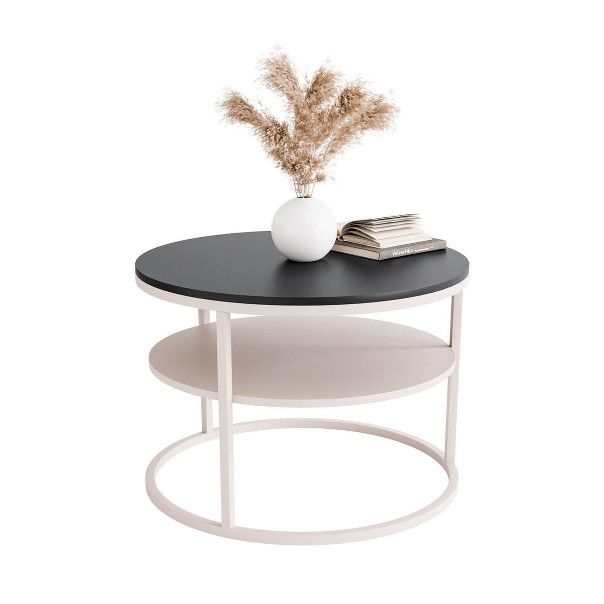 COUCHTISCH CIRI MATT KASCHMIR mit Ablage schwarze Platte - Schwarz, Holzwerkstoff (70/70/49cm) - Lookway