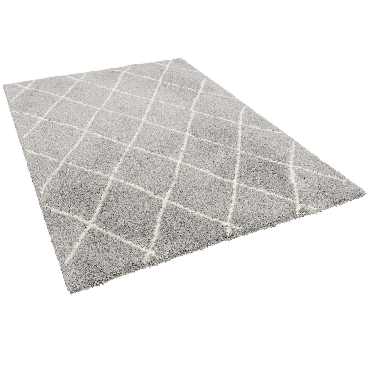 LUXUS SHAGGY TEPPICH SILKY SOFT MODERN RAUTEN - Grau, Textil (80/150cm) - Pergamon
