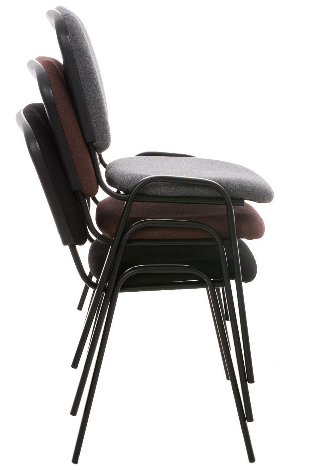 BESUCHERSTUHL 4er Set Stoff schwarz - Schwarz, Textil/Metall (53/83/53cm) - CLP