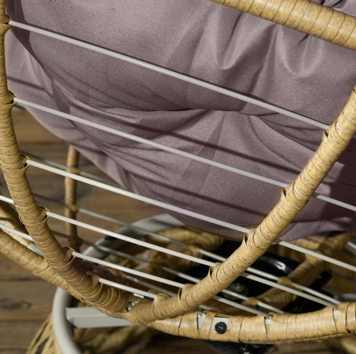 BISTRO-SET Stuhl 85/70/82 cm mit Tisch Ø45/45 cm, Rattan mit Kissen und Glasplatte, Coffee - Braun, Naturmaterialien - Redom
