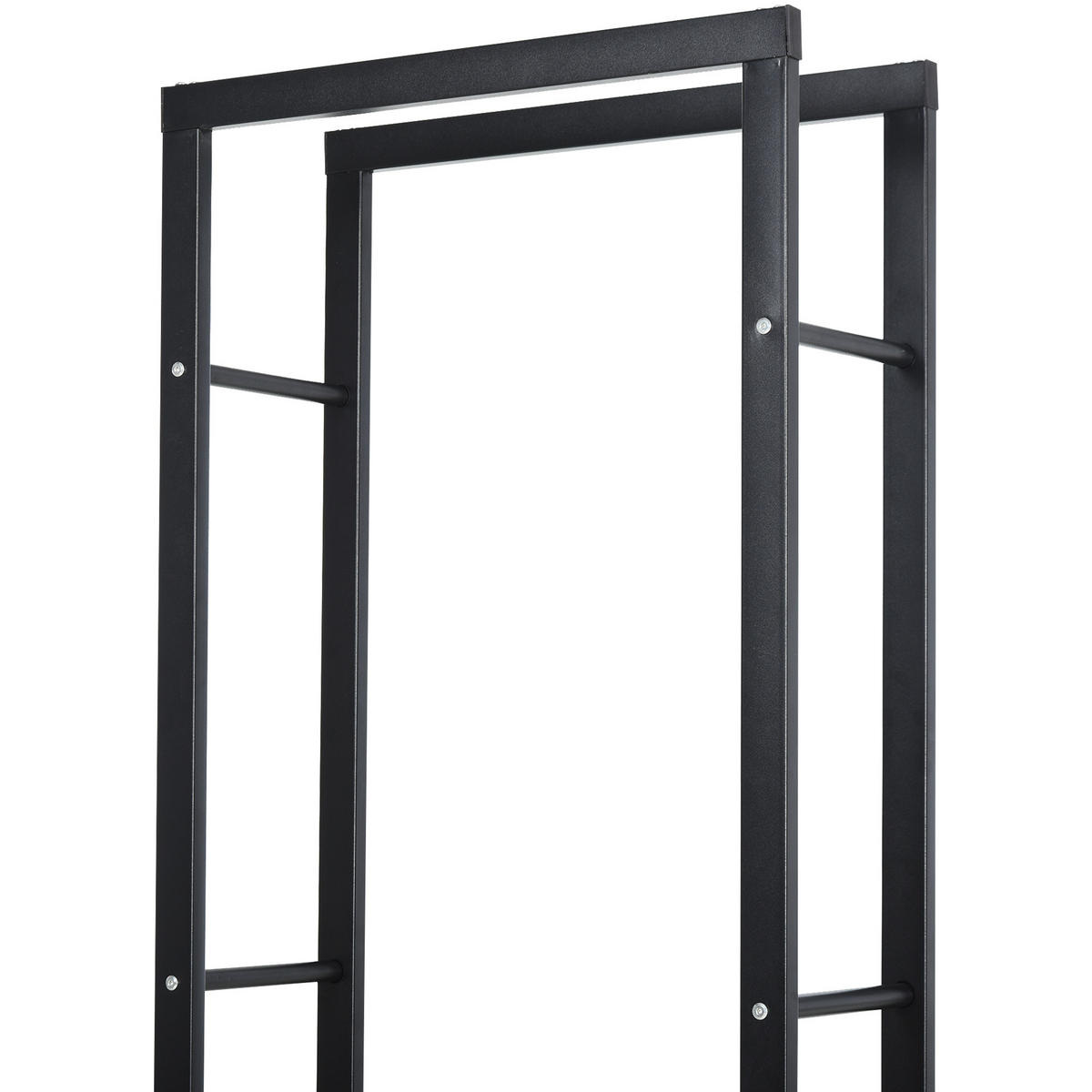 KAMINHOLZREGAL DE-18348 100 kg belastbar, 150 cm hoch Schwarz - Schwarz, Metall (25/150/60cm) - ComfortXL