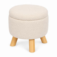 HOCKER Creme mit Stauraum 30x33 cm - Creme, Holz/Holzwerkstoff (33/30/33cm) - Relaxdays