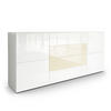 SIDEBOARD Rova Weiß Hochglanz / Creme Hochglanz - Weiß Hochglanz/Creme, Holzwerkstoff (166/72/35cm) - Vladon