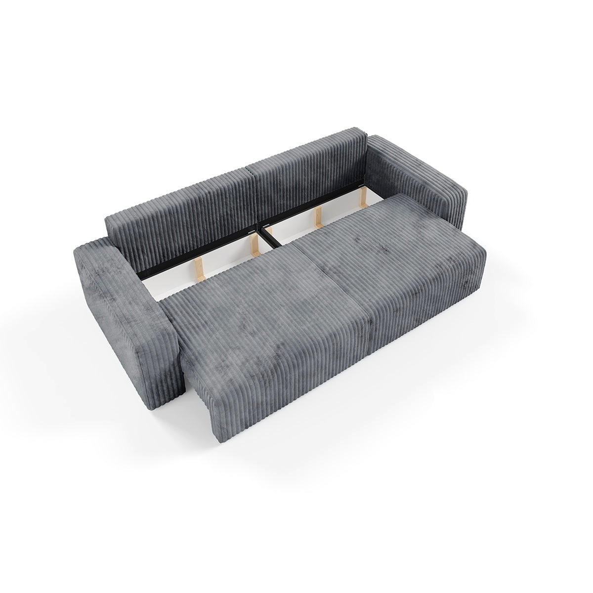 SOFA Angela 3 Sitzplätze Dunkelgrau - Grau, Holz (252/86/105cm) - Petits-meubles