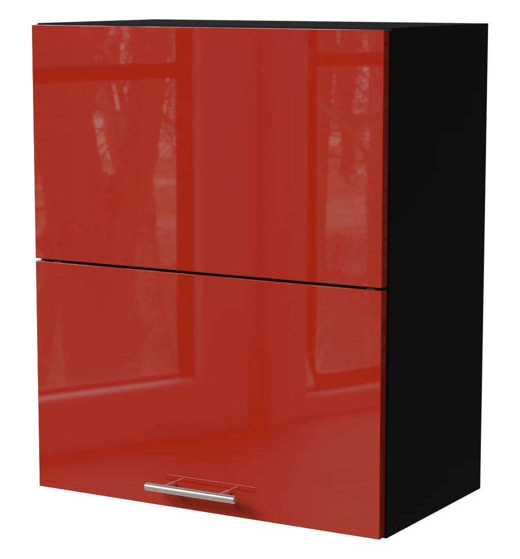 KLAPPHÄNGESCHRANK Brerra W8B/60-AV Schwarz / RAL 3002 karminrot Hochglanz 60 / 32,5 / 72cm - Rot/Schwarz, Holz/Holzwerkstoff (60/72/32.5cm) - Feldmann-Wohnen