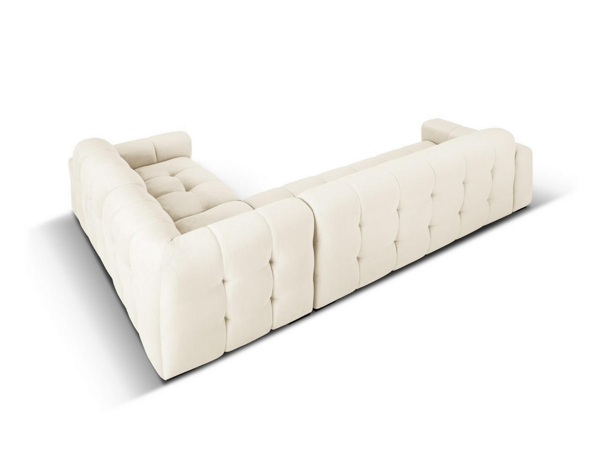 ECKSOFA rechts Kendal aus Samt leichtes beige 6 Sitzplätze - Creme, Textil (231/332cm) - Micadoni