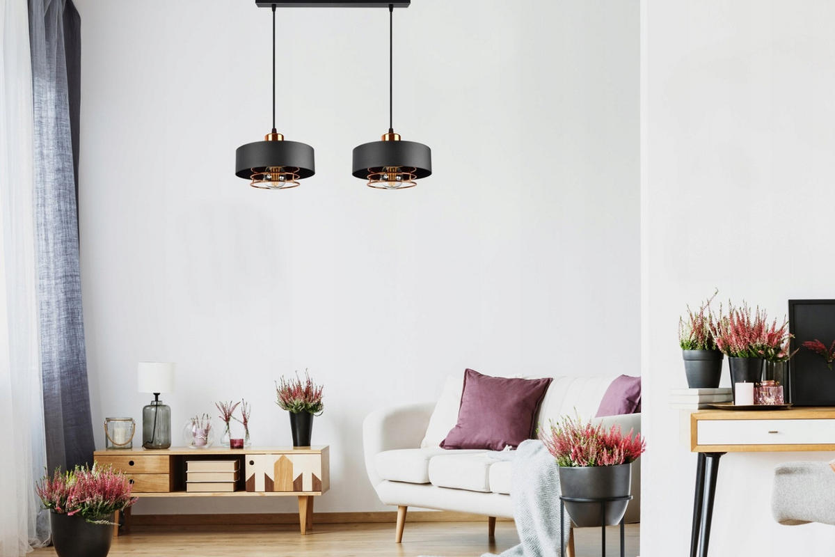 PENDELLEUCHTE EDISON - Goldfarben/Schwarz, Metall (20/60/70cm) - kiki design