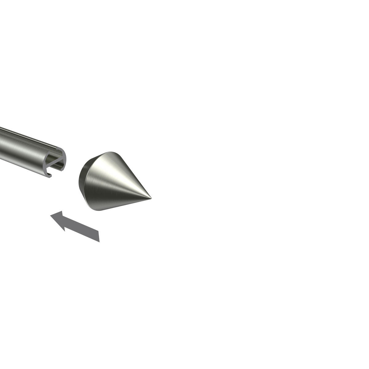 ENDSTÜCKE FÜR GARDINENSTANGEN 16 mm Ø, Castello Edelstahl-Optik, Packung 2 Stück - Edelstahlfarben, Metall (3.6/2.9/2.9cm) - INTERDECO