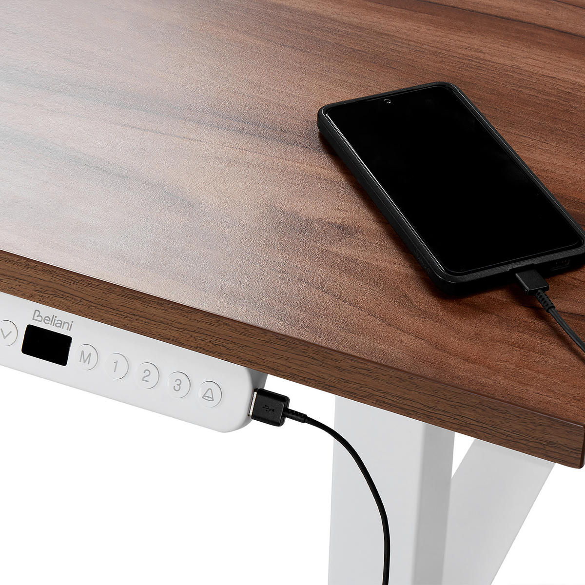 HÖHENVERSTELLBARER SCHREIBTISCH Elektrisch 160/72 cm Schwarz Destin III - Schwarz/Weiß, Holzwerkstoff (72/160/63cm) - Beliani