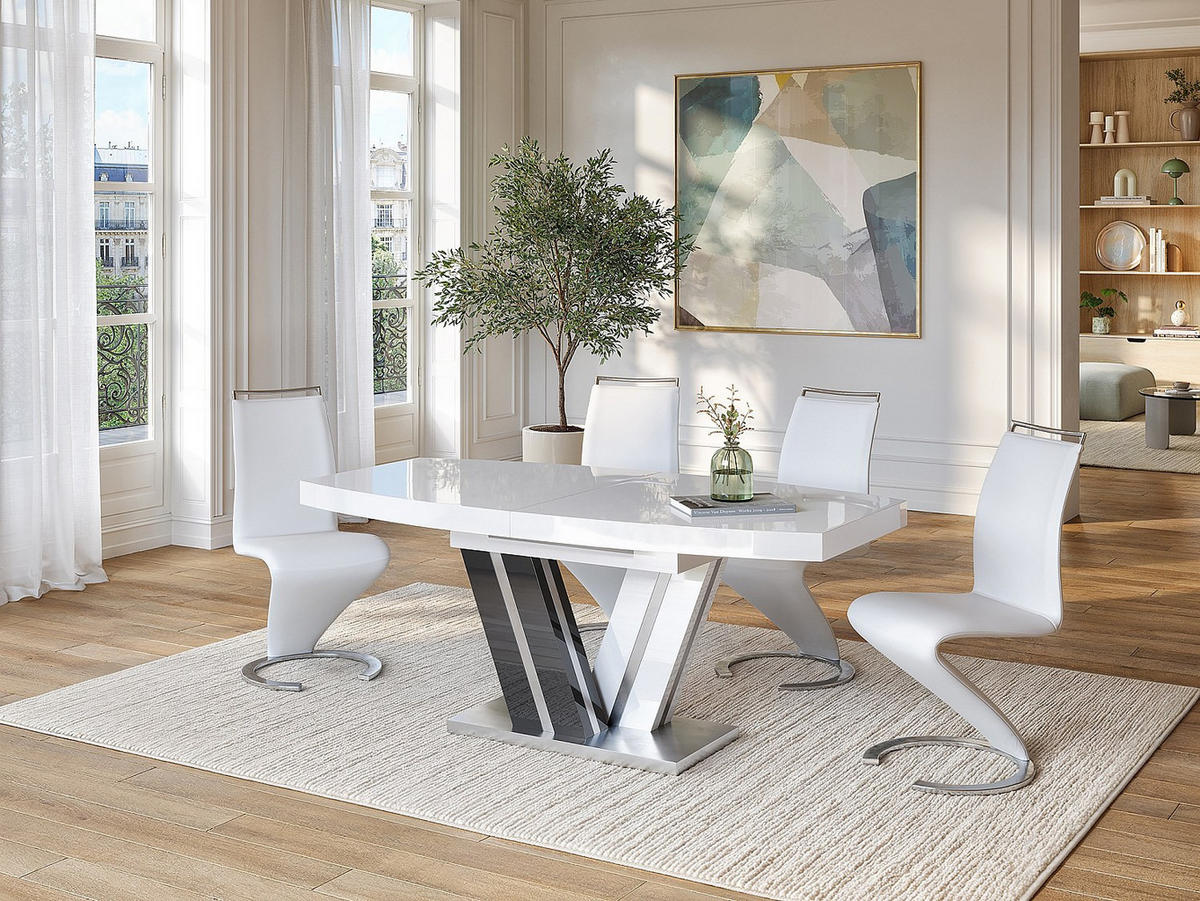 ESSTISCH ausziehbar - 6 bis 8 Personen - MDF lackiert - Grau & Weiß - NOAMI II - Anthrazit, Holz (90/220/75cm) - Vente-Unique