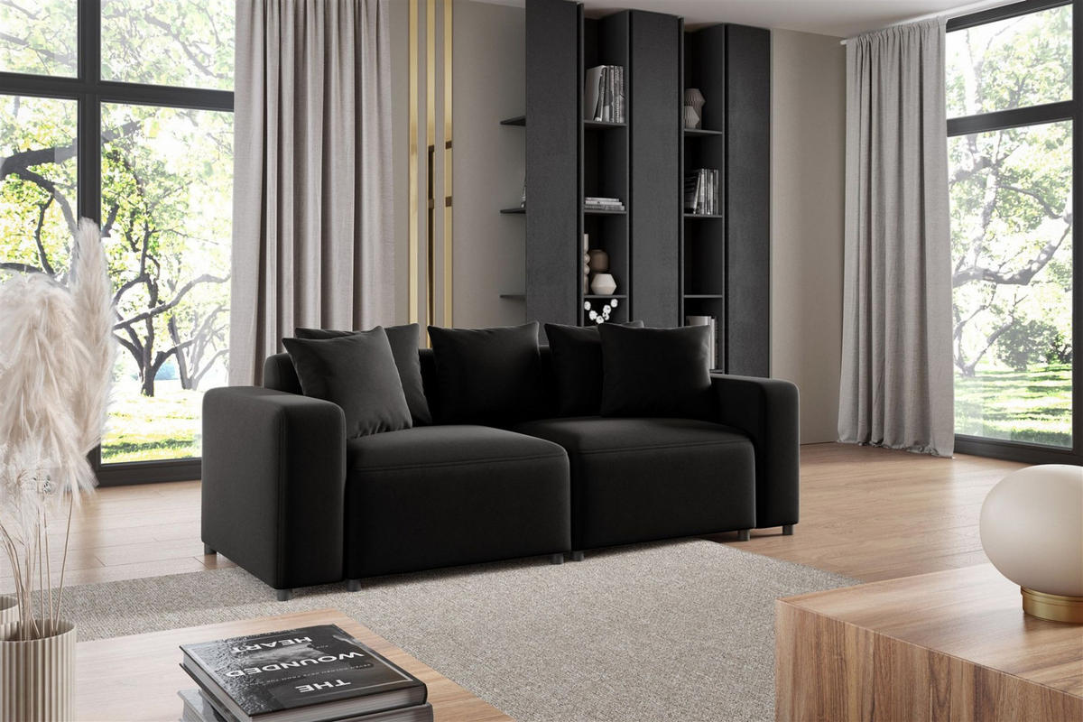 SOFA Megan 2-sitzer In Salvador - Schwarz, Holzwerkstoff/Textil (236/75/98cm) - Fun Möbel