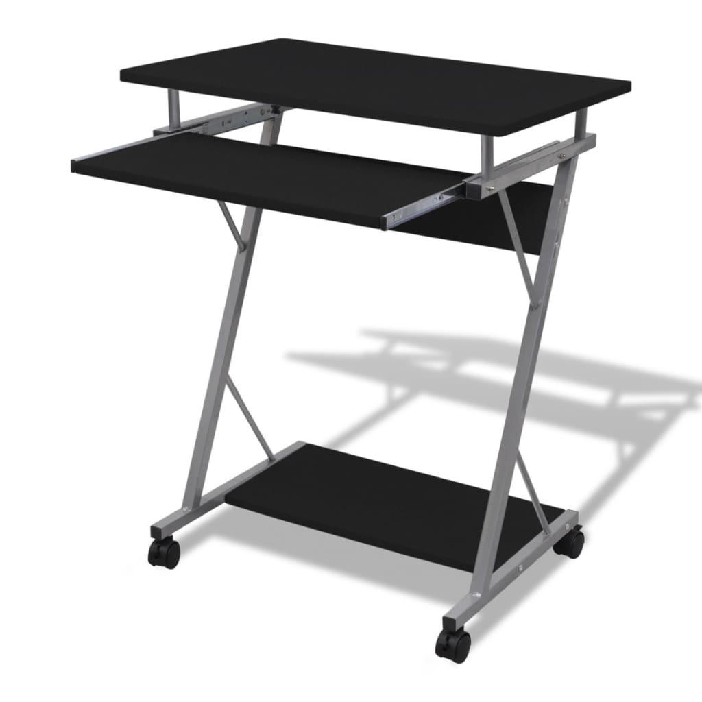 COMPUTERTISCH mit 4 Rollen 80/40/72 cm aus Spannplatte, Stahl Schwarz - Schwarz, Holzwerkstoff (40/60/74cm) - vidaXL
