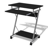 COMPUTERTISCH mit 4 Rollen 80/40/72 cm aus Spannplatte, Stahl Schwarz - Schwarz, Holzwerkstoff (40/60/74cm) - vidaXL