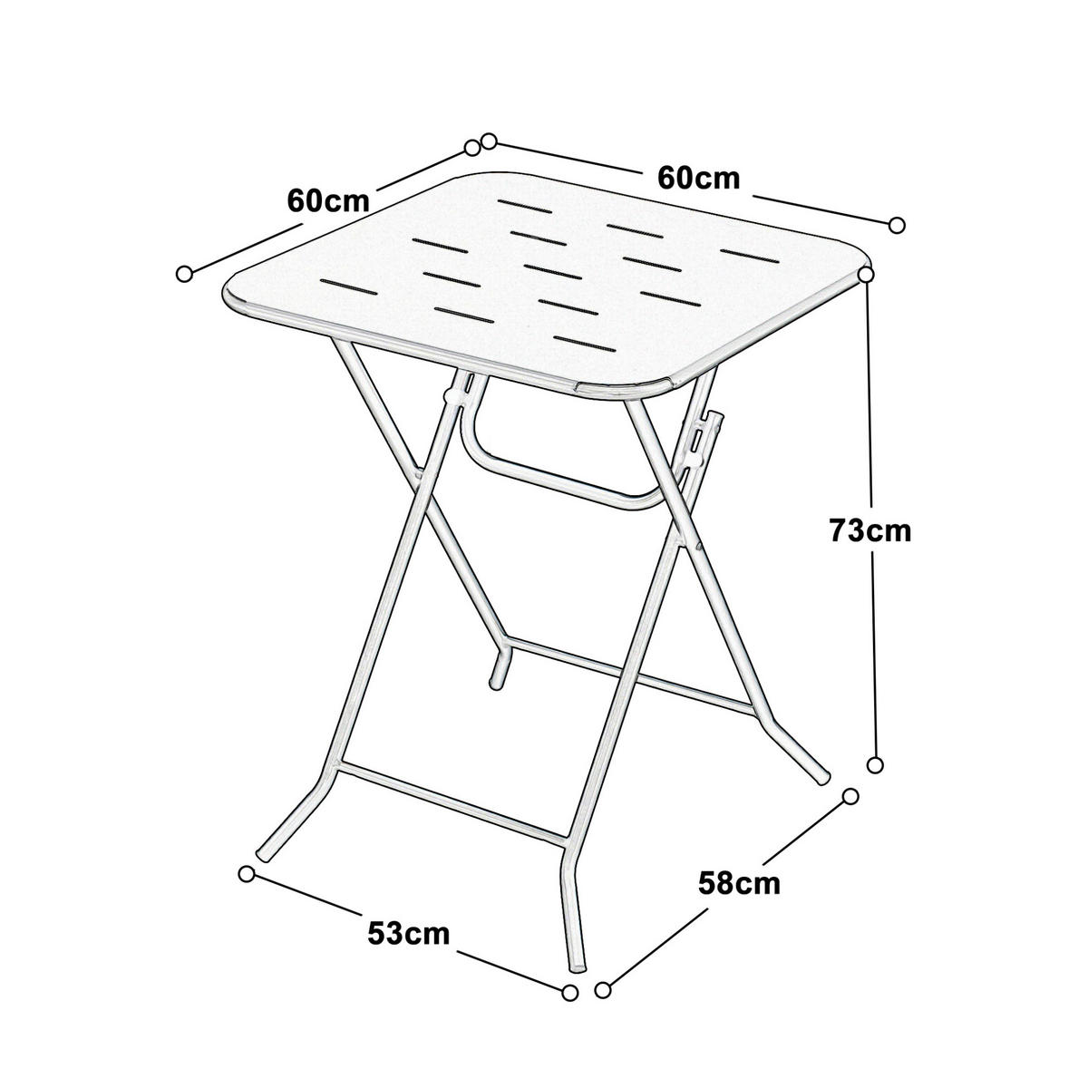 BALKONOVÝ set 60/60/73 cm bílý z oceli se skládacími židlemi - bílá, kov - OKWISH