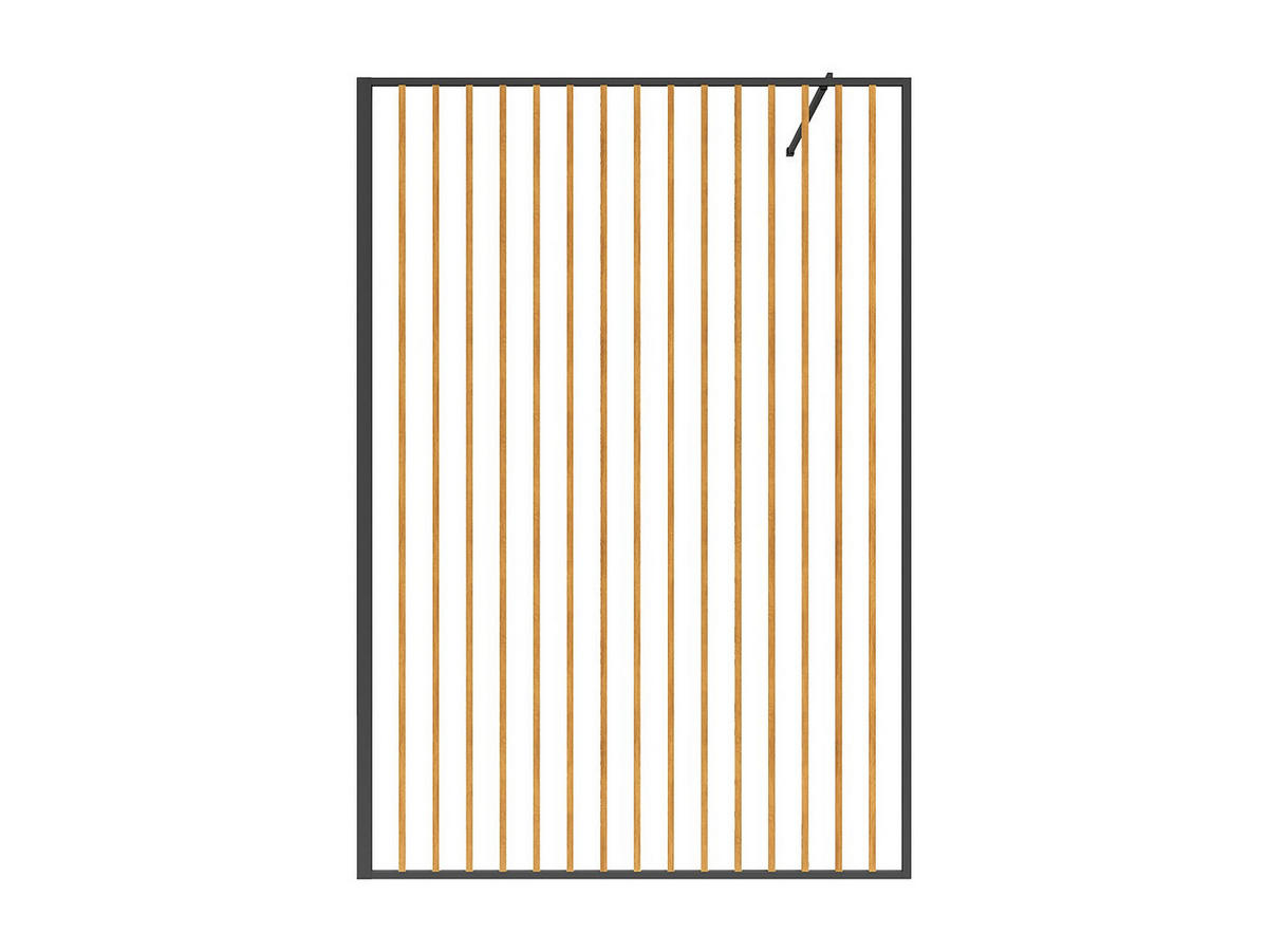 DUSCHWAND für begehbare Duschen - Aluminium - Holz-Optik & Schwarz matt - 120 x 200 cm - TOPEKA - Schwarz, Metall (120/200cm) - Vente-Unique