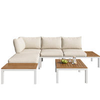 VRTNI lounge set 120/60/66 cm bež od pocinčanog željeza s akacijom za terasu - bež, metal - OKWISH