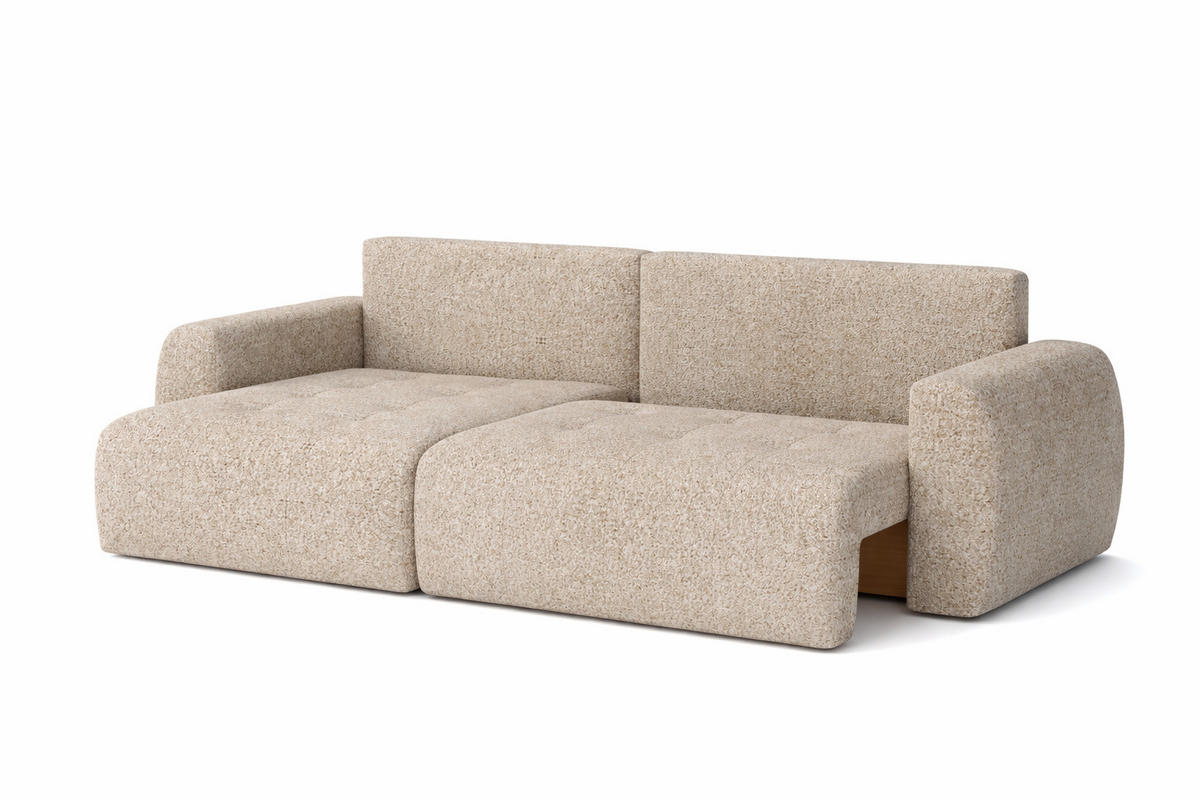 ECKSOFA Mit Schlaffunktion Und Bettkasten L-Form Ivo L, Chenille-Stoff Artico, Beige, Links - Sandfarben, Holz (250/142cm) - Kaiser Möbel