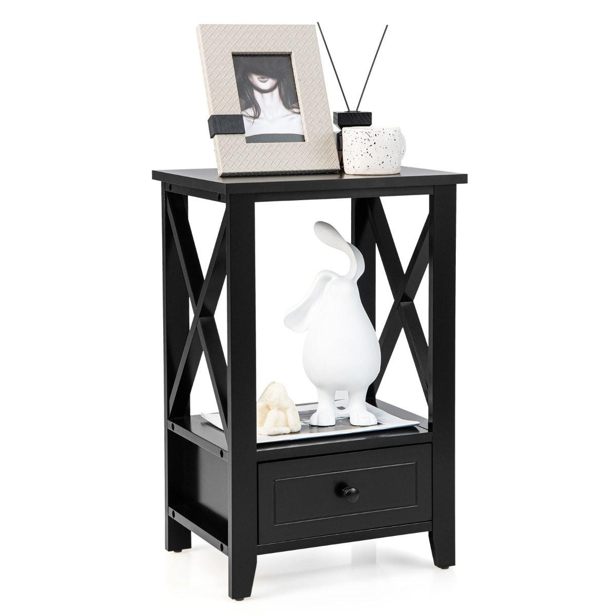 NACHTTISCH Schwarz Holzwerkstoff 40/30/61.5 cm - Schwarz, Holzwerkstoff (40/61.5/30cm) - Gemütlich Home
