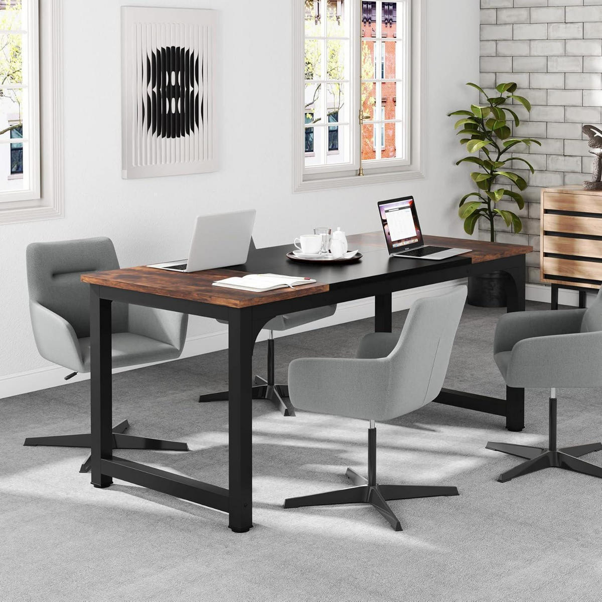 SCHREIBTISCH 160 x 80 cm Rustikales Braun/Schwarz - Multicolor, Holzwerkstoff (80/160/75cm)