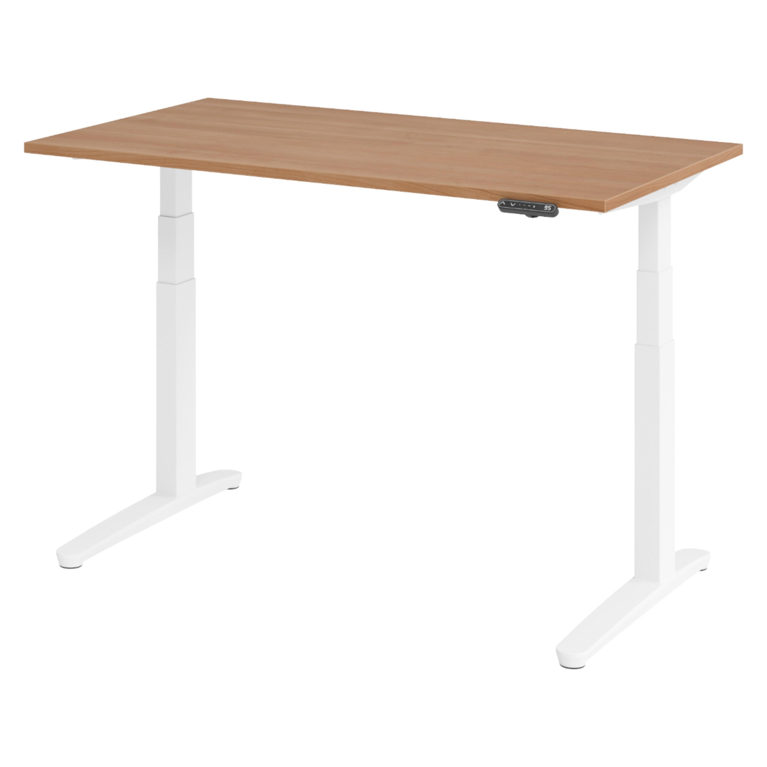 SCHREIBTISCH elektrisch XBHM 80/140/74 cm in Nussbaumfarben/Weiß - Nussbaumfarben/Weiß, Holzwerkstoff (80/140/74cm) - bümö