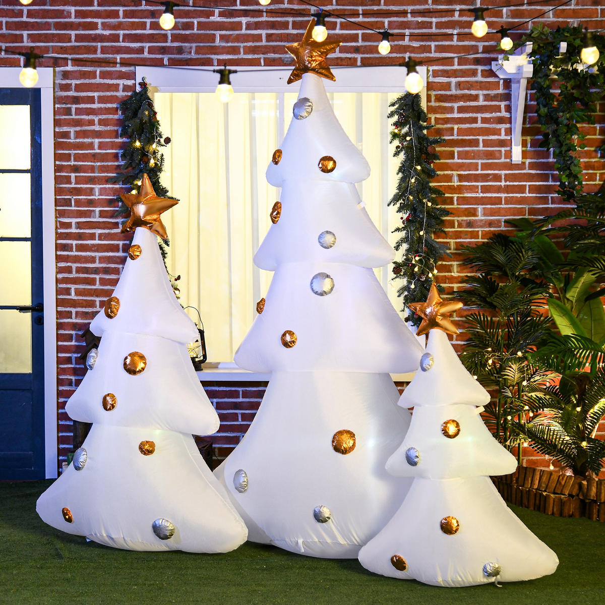 AUFBLASBARER Weihnachtsbaum, Polyester-Stoff, Mehrfarbig - Multicolor, Kunststoff (77/210/239cm) - HOMCOM