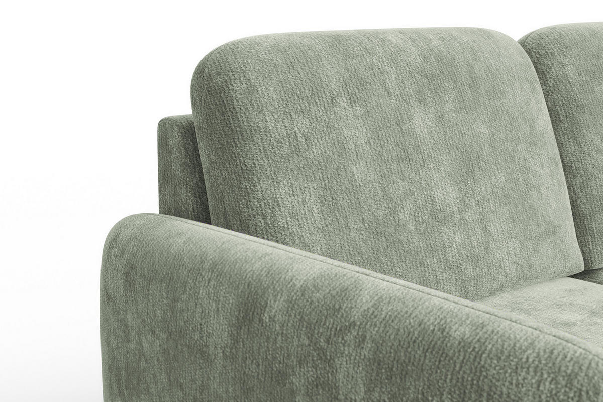 SOFA FEBE 2-Sitzer, hellgrüner Chenille-Stoff - Schwarz/Hellgrün, Holz/Textil (160/82/96cm) - Wozimo
