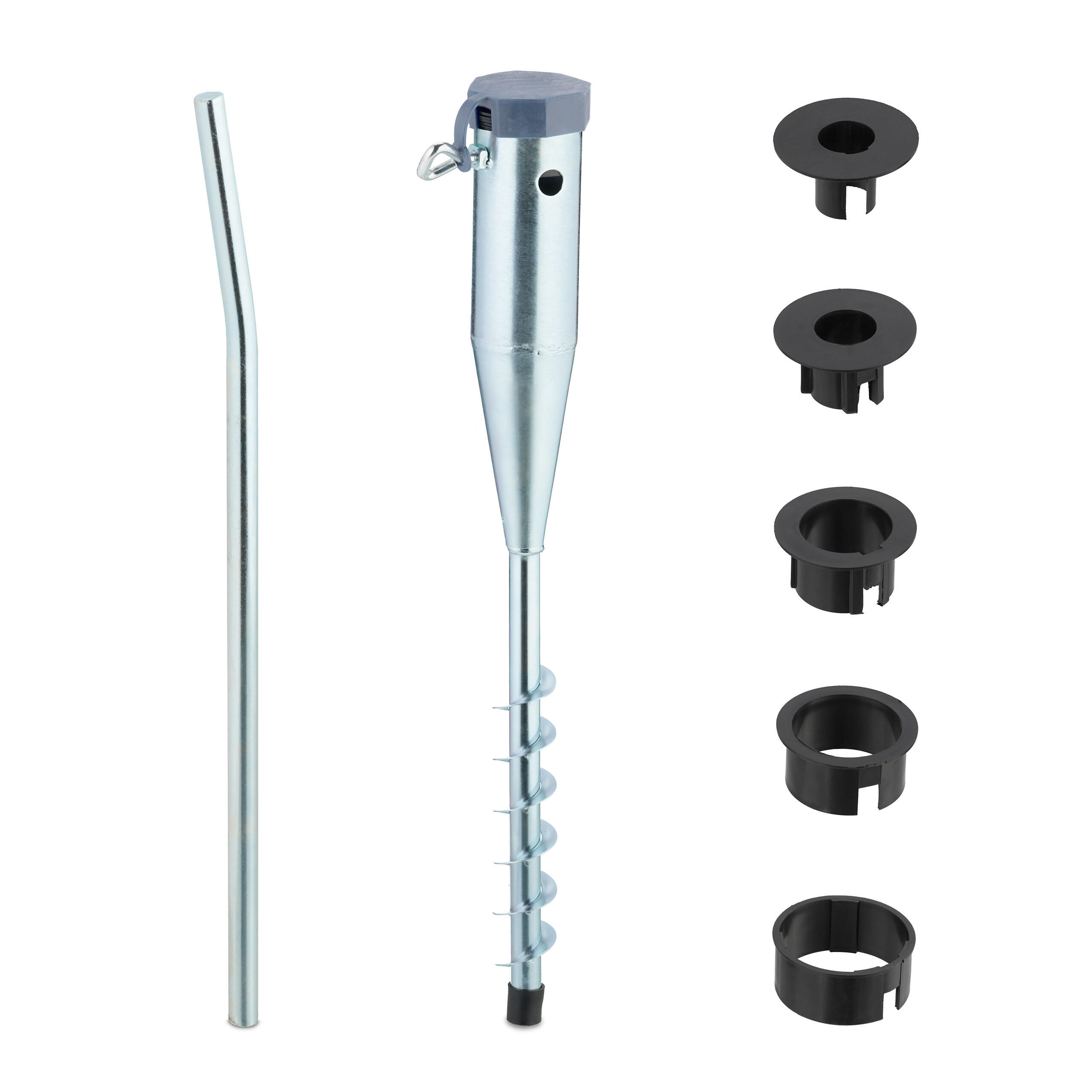 BODENHÜLSE - Silberfarben/Grau, Kunststoff/Metall (7/56/10cm) - Relaxdays