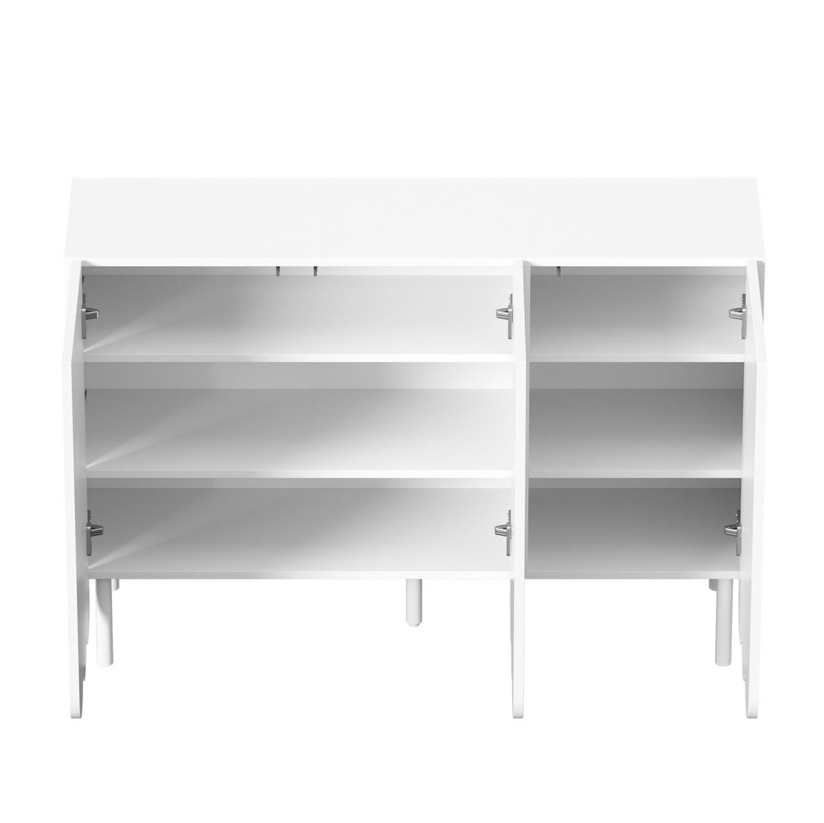 SIDEBOARD 120/35/80 cm Weiß aus MDF mit Wellentüren grifflos - Weiß, Holzwerkstoff (120/80/35cm) - OKWISH