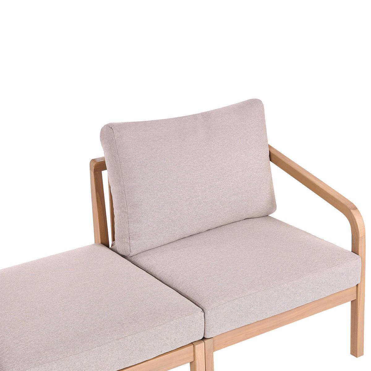 GARTEN Ecksofa mit Tisch 5-Sitzer modular Akazienholz Hellbraun Rivello - Hellbraun/Beige, Holz - Beliani