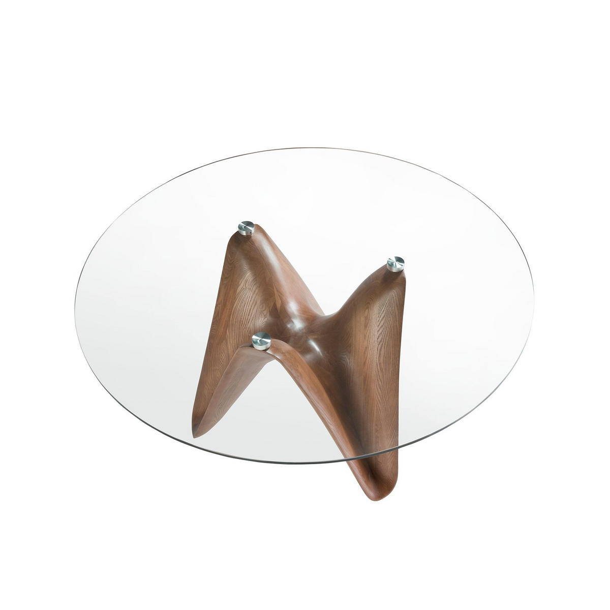 ESSTISCH Esstisch runde gehärtetes Glas aus walnussfarbenes Holz Ø140/75 cm - Transparent/Walnussfarben, Glas (140/140/75cm) - ANGEL CERDA