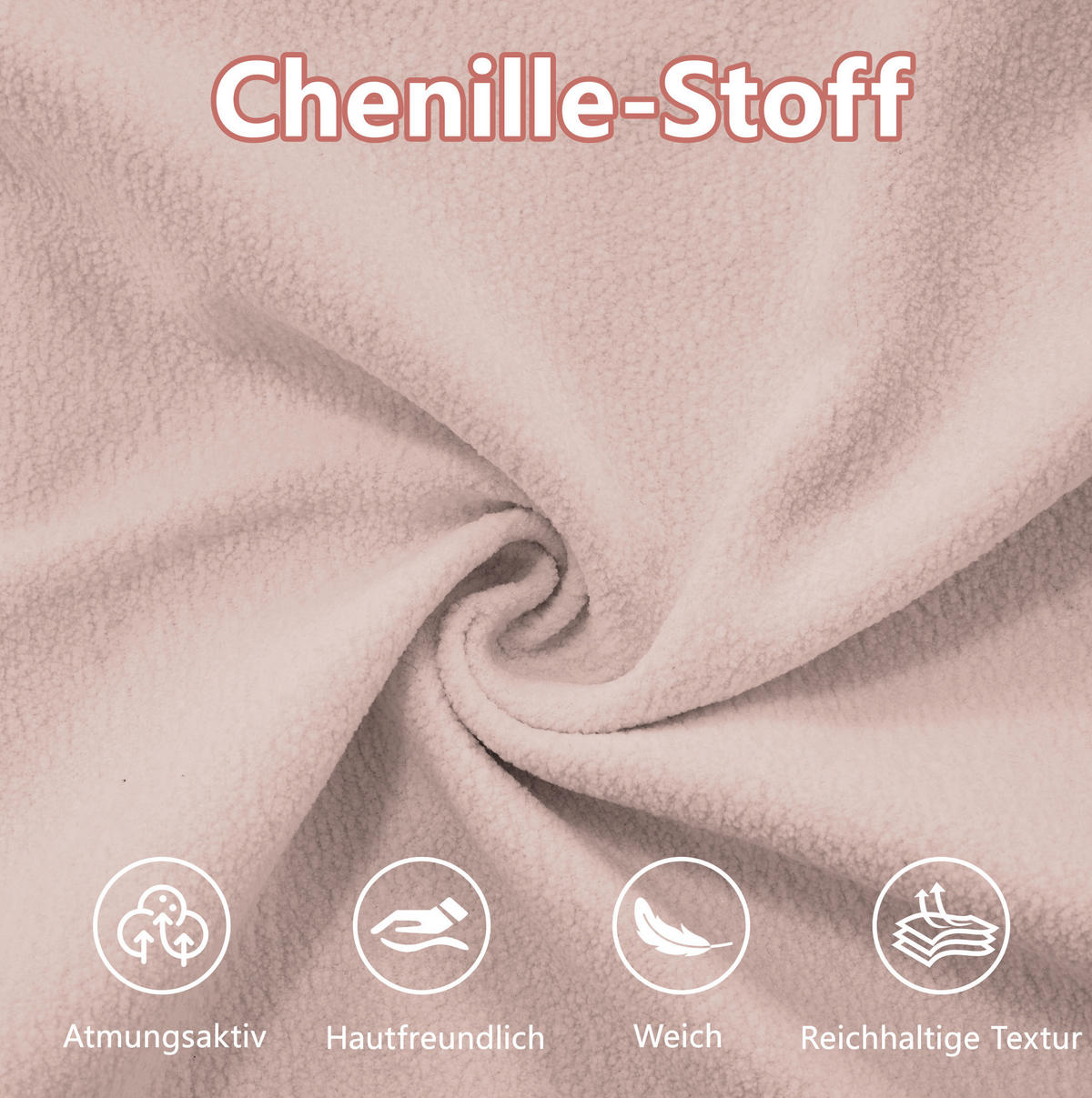 ECKSOFA 406/145/81 cm in Rosa aus Chenille mit Ottomanen - Pink, Textil (145/406cm) - Flora Grace
