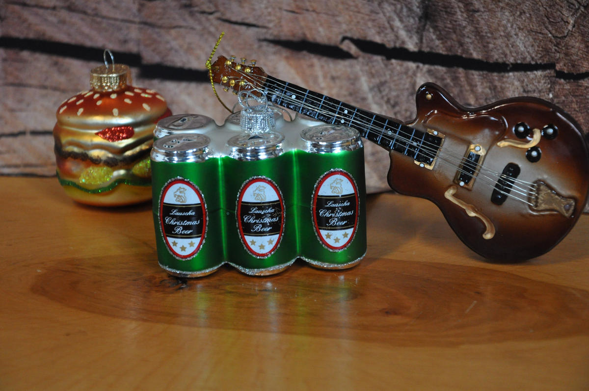 CHRISTBAUMSCHMUCK Six-Pack Lauscha Bier Grün 9cm (Glas / 1 Stk.) - Grün, Glas (9/7/6cm) - Krebs Glas Lauscha