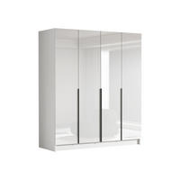 KLEIDERSCHRANK Santi I - Weiß Hochglanz/Schwarz, Holzwerkstoff/Metall (200/215/58cm) - MIRJAN24
