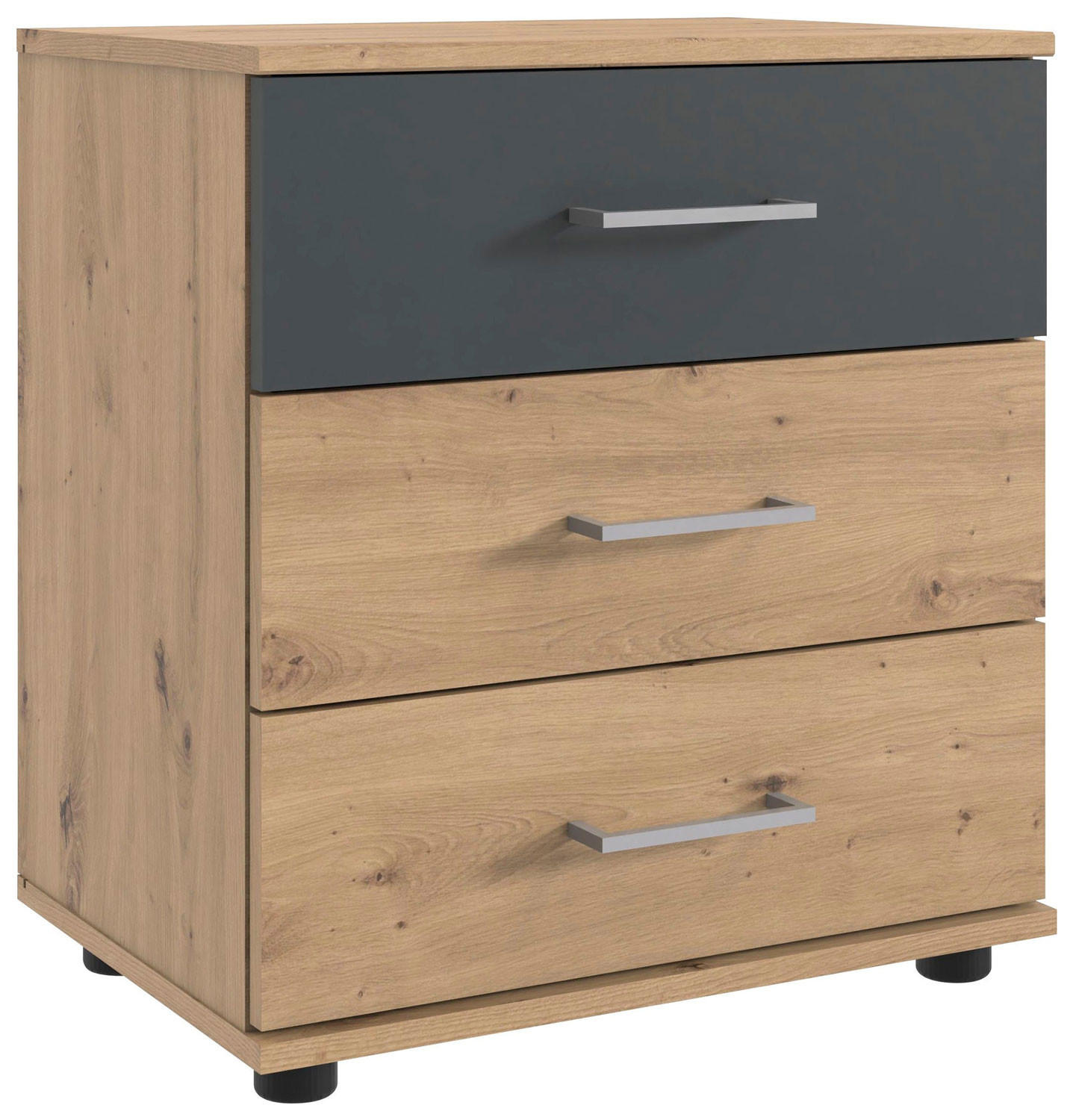 NACHTKONSOLE Taiga Eiche Artisan / graphit 52 / 38 / 58cm - Graphitfarben/Eiche Artisan, Holz/Holzwerkstoff (52/58/38cm) - Wimex