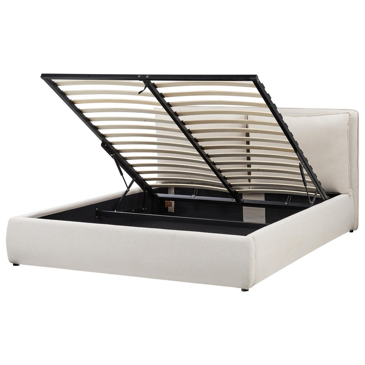 BETT mit Stauraum 160x200 cm Beige Bajonna - Beige, Textil (160/200cm) - Beliani