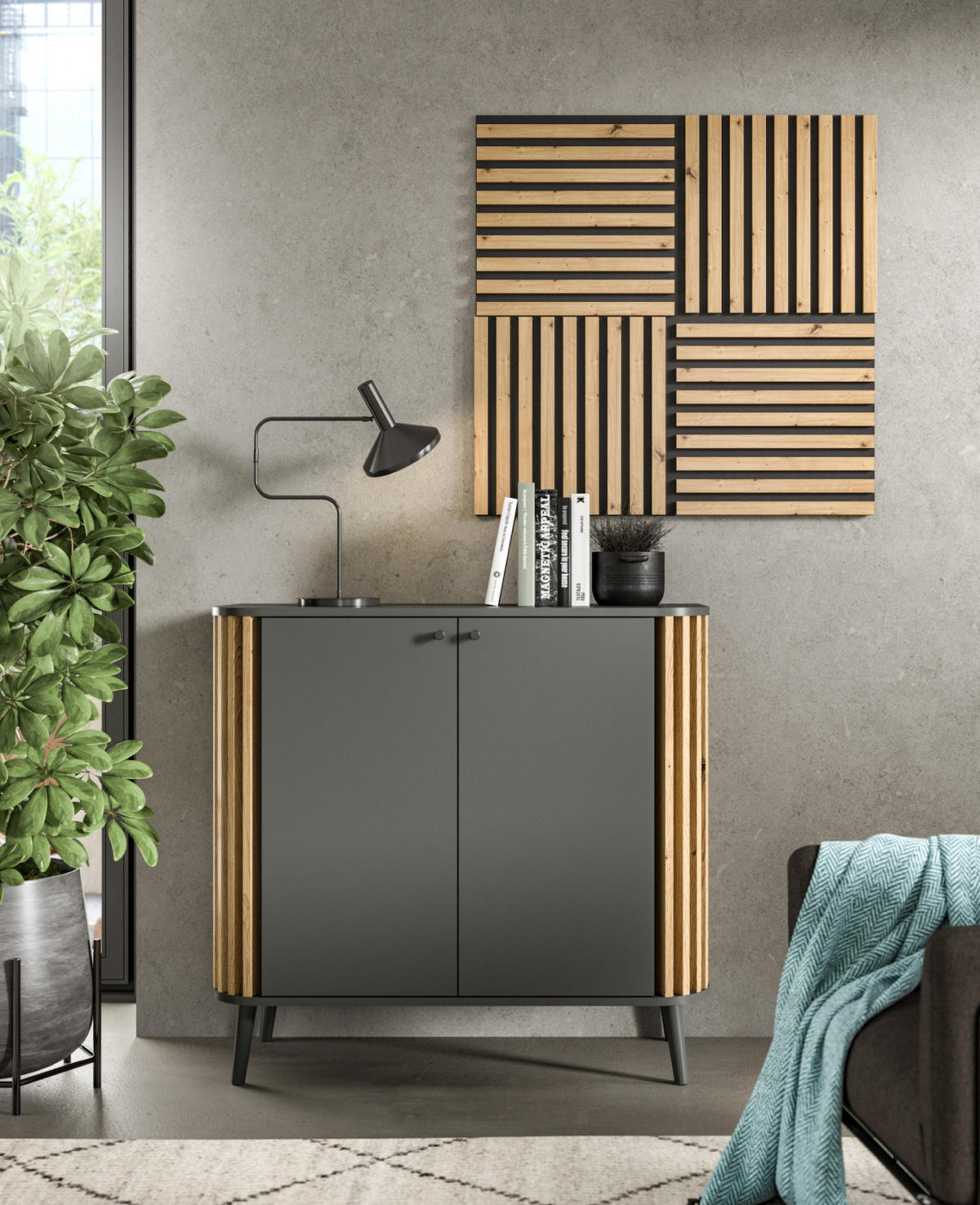 AKUSTIKPANEEL Set 4-teilig Eiche Artisan, Wandpaneel 40 x 40 cm - Eiche Artisan, Holzwerkstoff (40/40/2cm) - Inn.Furn