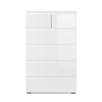 KOMMODE mit 6 Schubladen L80 x H131cm - Pretoria - Weiß, Holzwerkstoff (40/131.5/80cm) - Calicosy