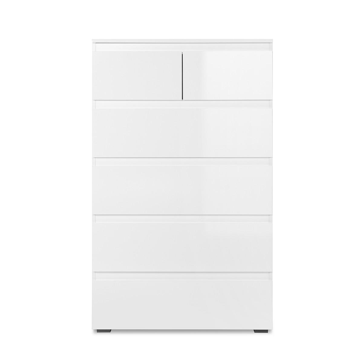 KOMMODE mit 6 Schubladen L80 x H131cm - Pretoria - Weiß, Holzwerkstoff (40/131.5/80cm) - Calicosy