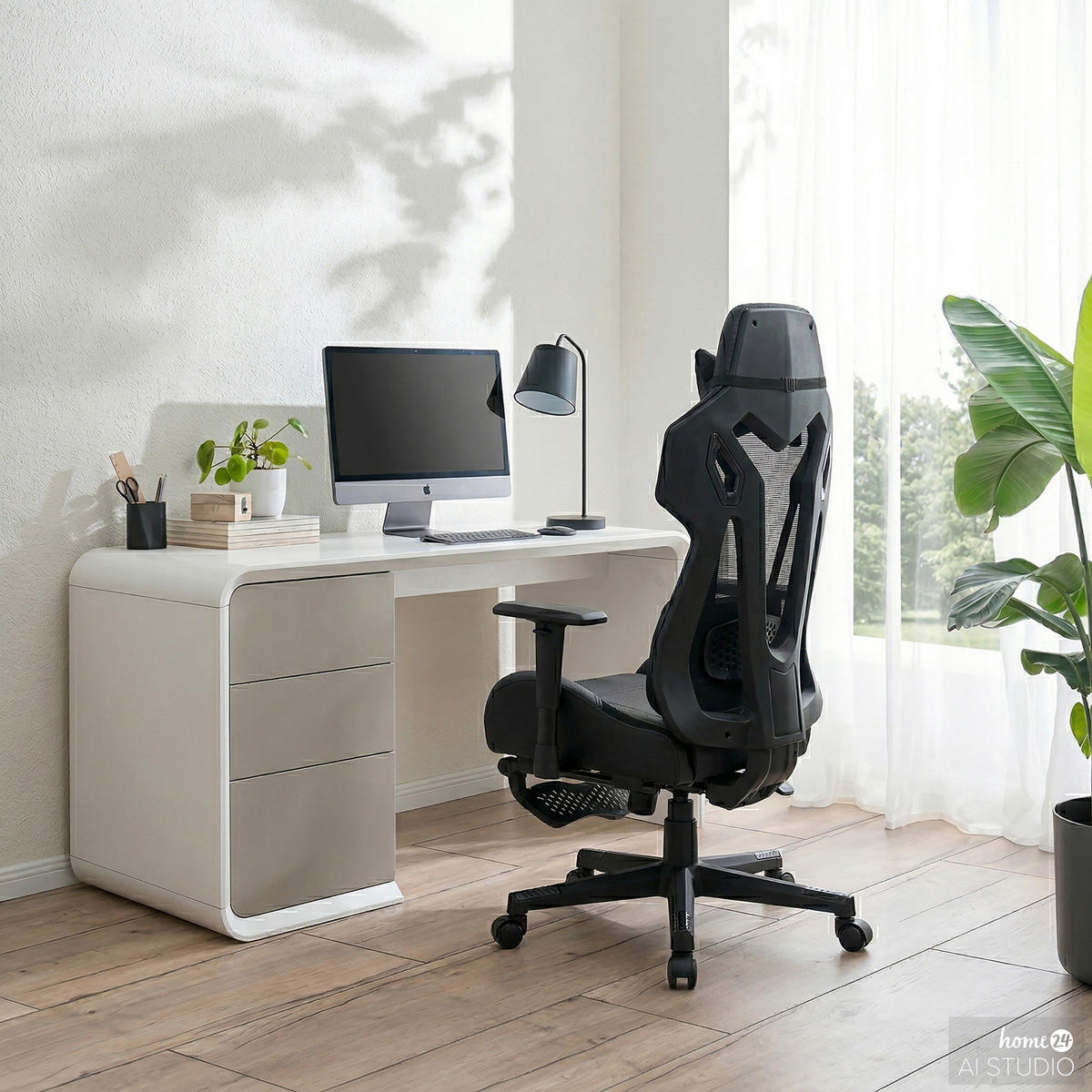 GAMINGCHAIR - Anthrazit / Schwarz - Mesh / Kunstleder - Anthrazit/Schwarz, Kunststoff/Textil (71/122/74cm) - home24
