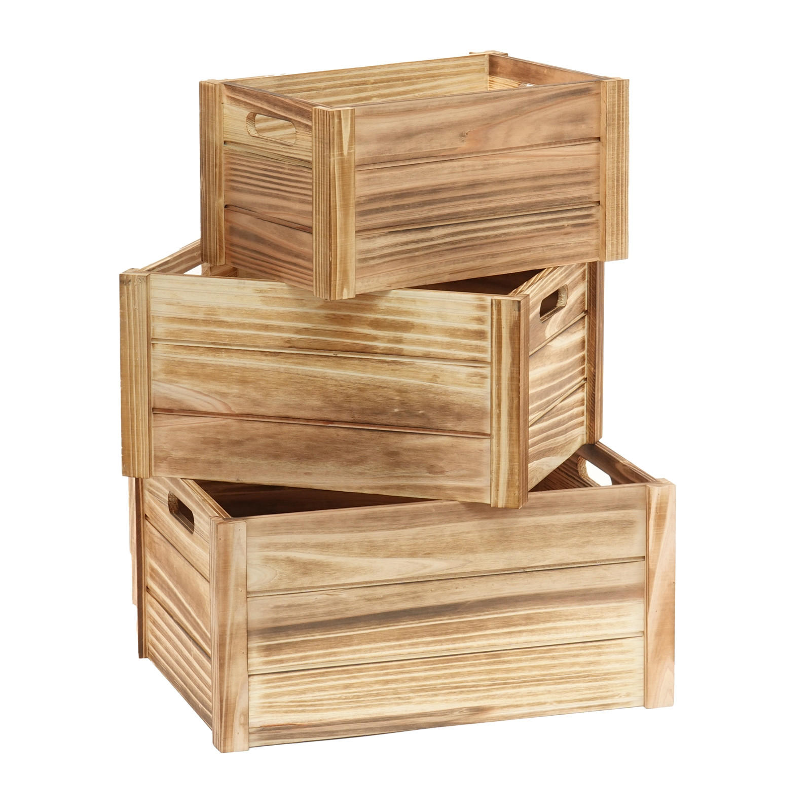 HOLZKISTEN-SET Pura 3-tlg. Massivholz, verschiedene Größen naturfarben - Naturfarben, Holz (40/20/30.5cm) - DESIGN DELIGHTS