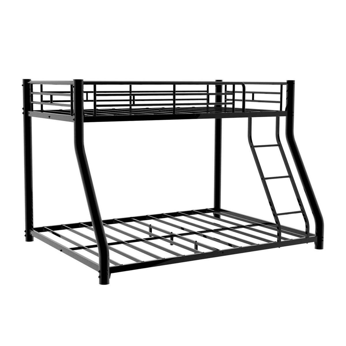 ETAGENBETT 90/190+140/190 mit Leiter und durchgehendem Geländer - Schwarz, Holzwerkstoff (90/190cm) - EVRYAE