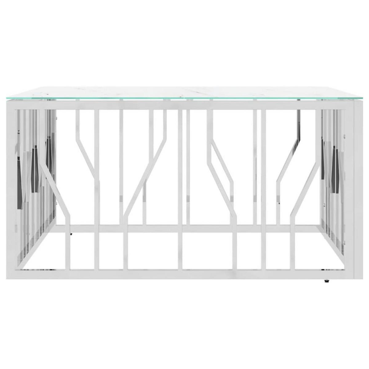 COUCHTISCH Silbern 80x80x40 cm Edelstahl und Glas - Silberfarben, Metall (80/80/40cm) - furnicato