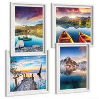 BILDER SET 4er Set - 50x50 cm & 40x60 cm Weißer Rahmen - Seen- und Berglandschaft Łódź - Weiß, Kunststoff (50/50cm) - TULUP