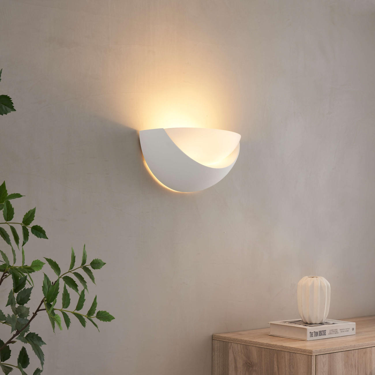 WANDLEUCHTE Gillian, Weiß, 34cm - Weiß, Glas (17/17/34cm) - KOSILUM