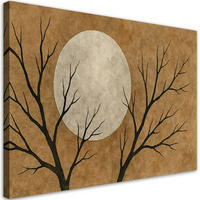 LEINWANDBILD Mond Bäume Minimalismus Beige 100x70cm - Braun, Textil (100/70cm) - Feeby