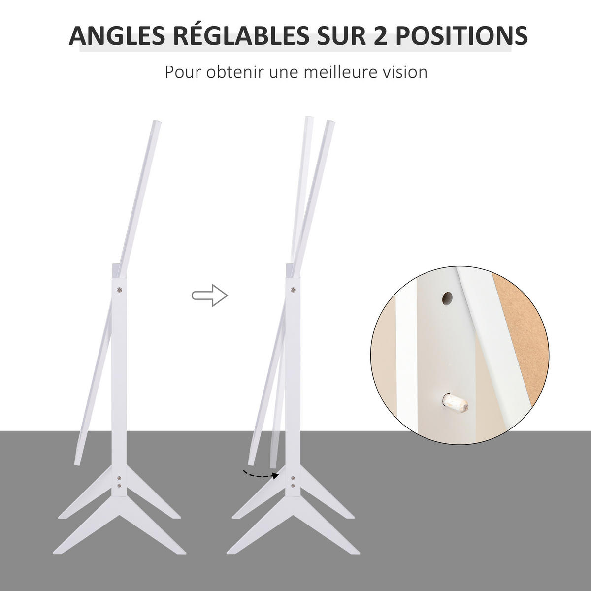 STANDSPIEGEL DE-17902 verstellbarer Neigungswinkel Weiß - Weiß, Holzwerkstoff (47/148/46cm) - ComfortXL