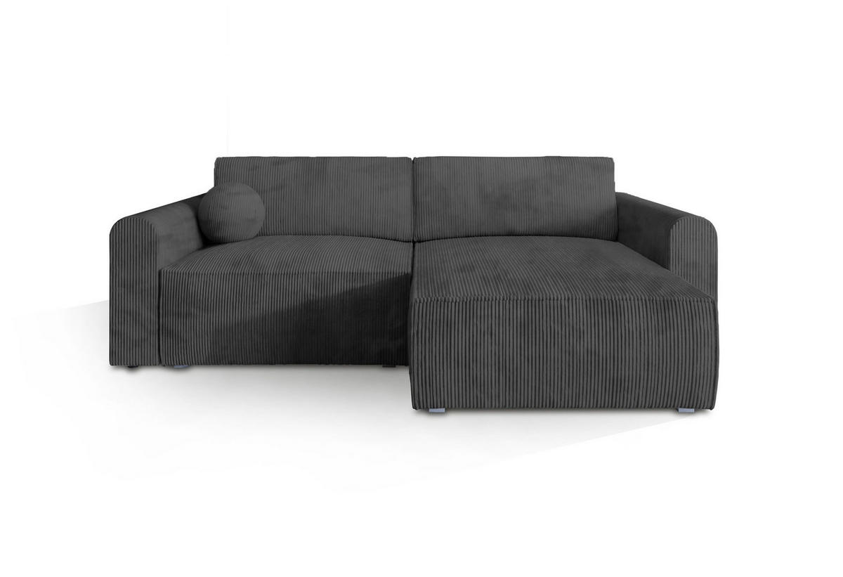 ECKSOFA FIANO P Graphitfarben Kordstoff mit Schlaffunktion - Graphitfarben, Holz (245/148cm) - MASSENO