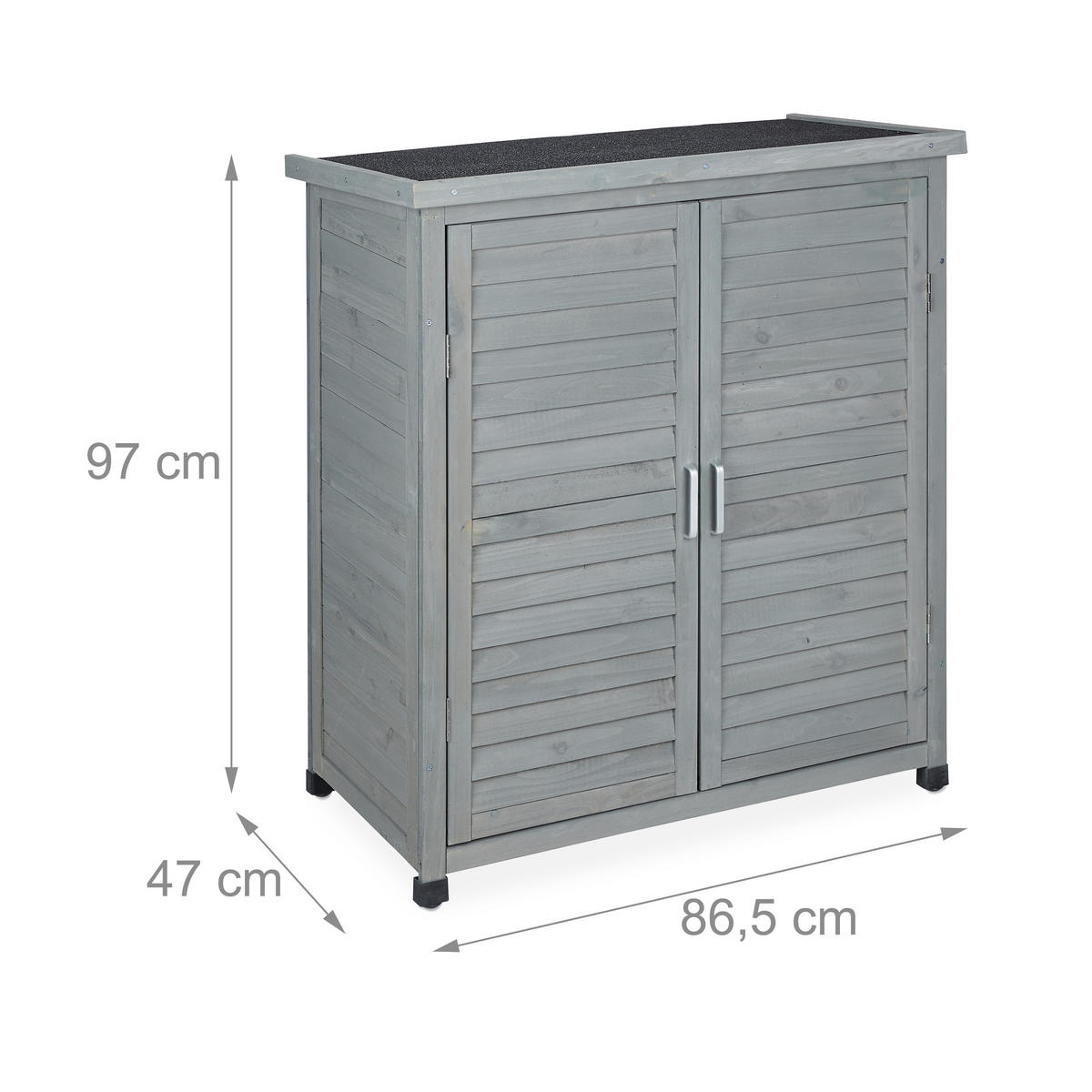 GARTENSCHRANK - Grau, Holz/Metall (86.5/97/47cm) - Relaxdays